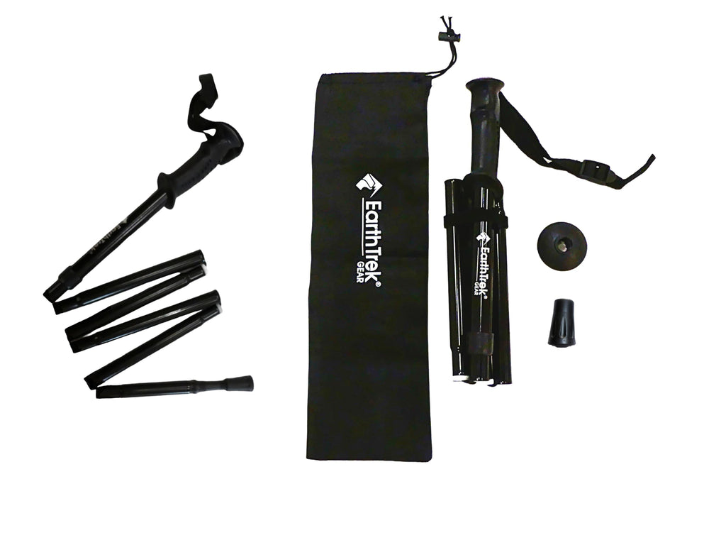 Earthtrekgear Folding Collapsible Travel Hiking Walking Trekking Pole/Shorter Womens Pole