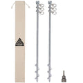 Ground Anchors Screw In - 24'' Set Of 2 With Drill Bit - Earth Anchors - Ground Stakes Heavy Duty - Mobile Home Anchors - Shed A
