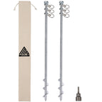 Ground Anchors Screw In - 24'' Set Of 2 With Drill Bit - Earth Anchors - Ground Stakes Heavy Duty - Mobile Home Anchors - Shed A