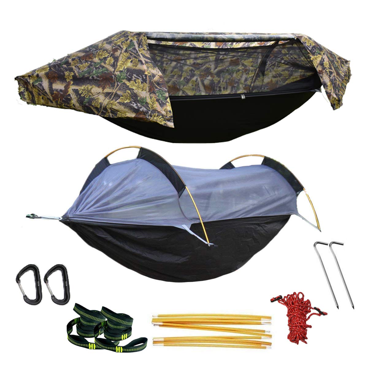 Wintming Hammock With Mosquito Net And Rain Fly Cover 3 In 1 Camping Hammock Tent 440Lbs Load