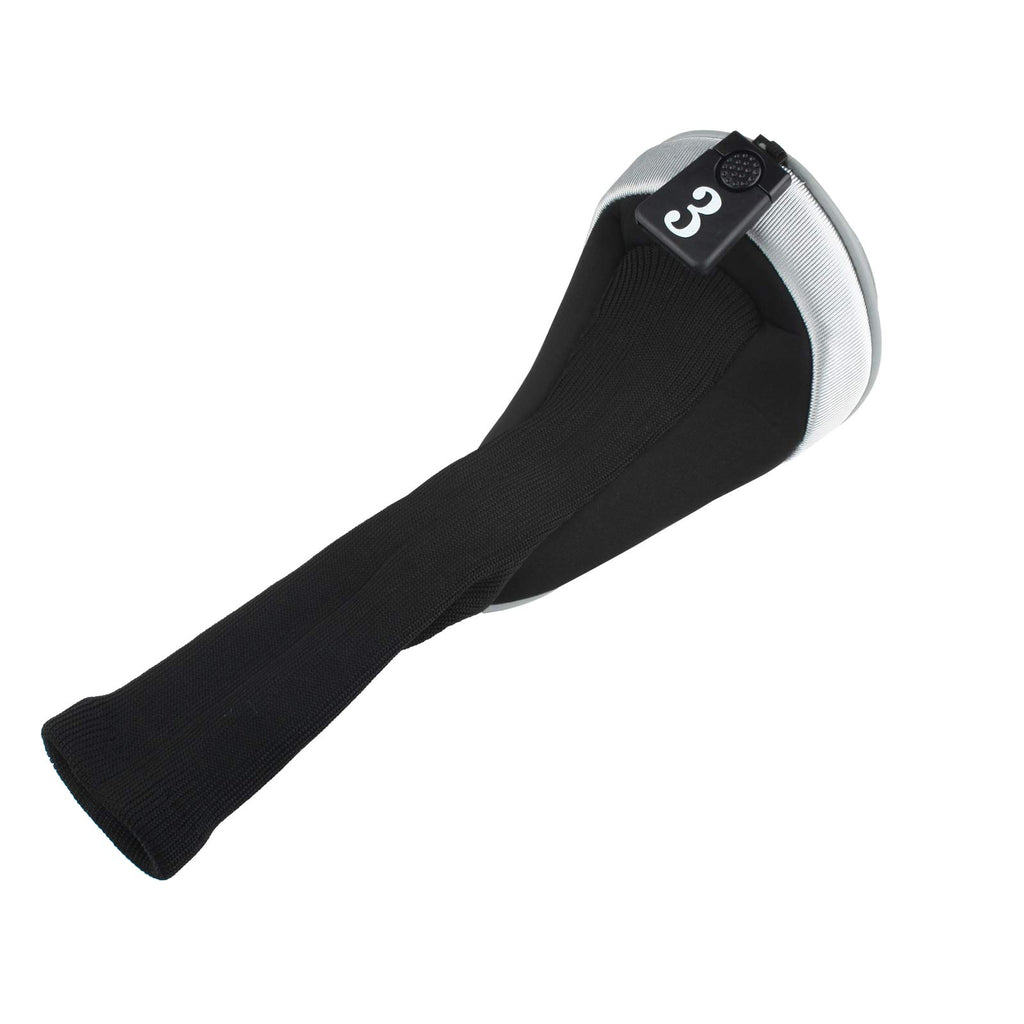 Andux 3Pcs/Set Golf 460Cc Driver Wood Club Head Covers Long Neck With Interchangeable No. Tags Grey