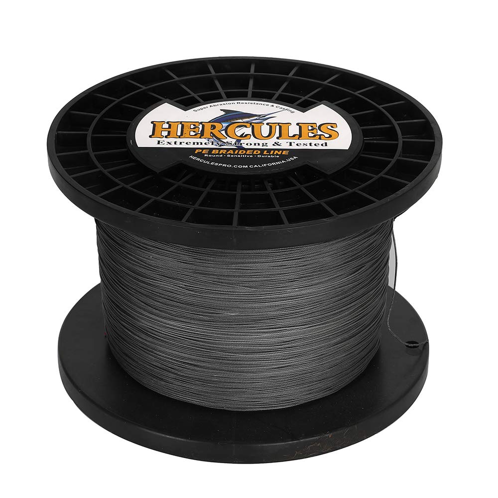 Hercules Braided Fishing Line 1500M 1640Yds 10Lbs-200Lbs Pe Superline 8 Strands (Grey 200Lb/90.7Kg 0.75Mm)