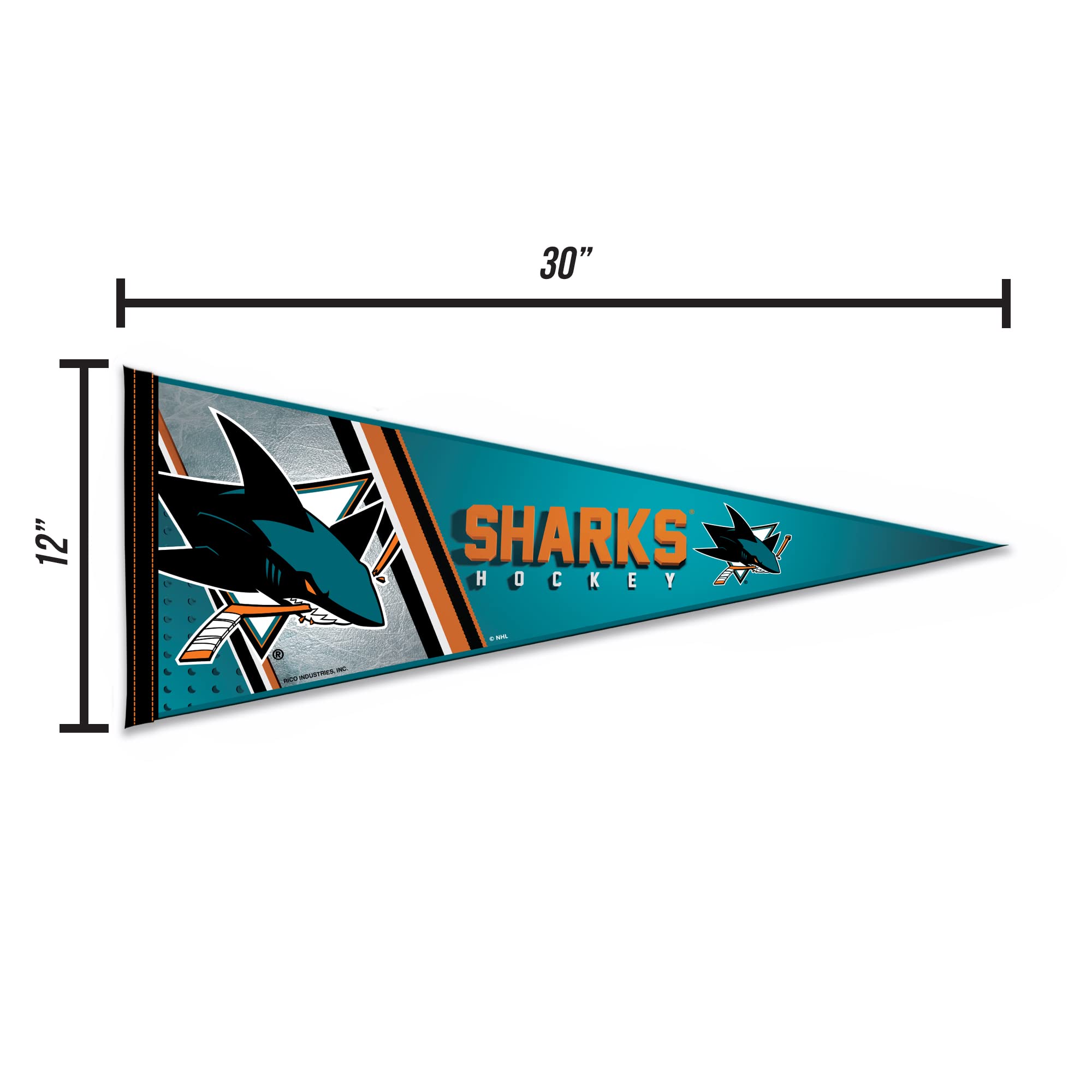 Rico Industries Nhl Hockey San Jose Sharks Primary 12'' X 30'' Felt Wall D  Cor Pennant - Great For Home/Bed Room/Man Cave D  Co