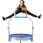 Bcan 40'' Foldable Mini Trampoline, Fitness Rebounder With Adjustable Foam Handle, Exercise Trampoline For Adults Indoor/Garden 