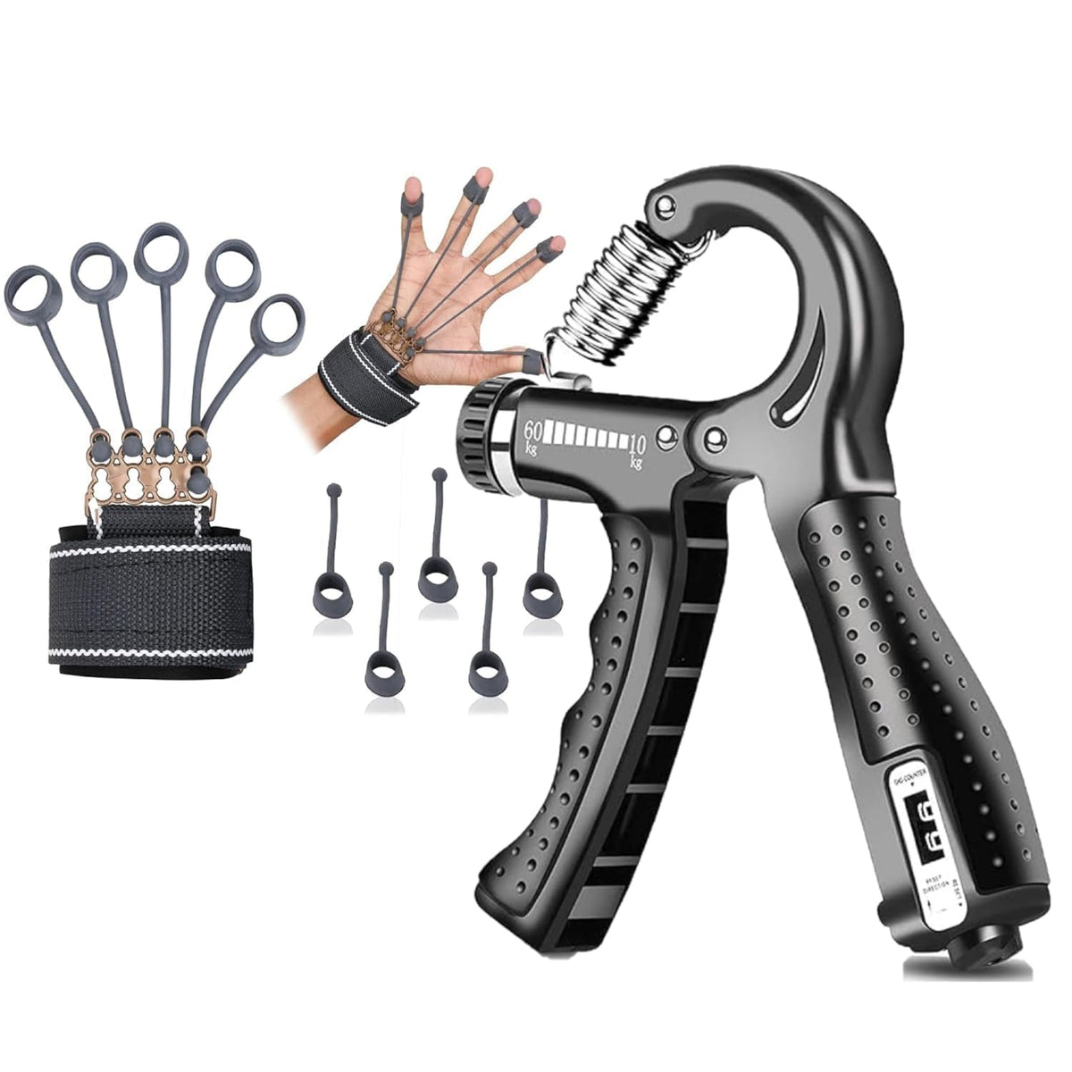 XYNO Finger Gripster Exerciser 2023 Model & Adjustable Hand Grip Strength Trainer (5kg60kg)  Forearm, Finger & Hand Strength C