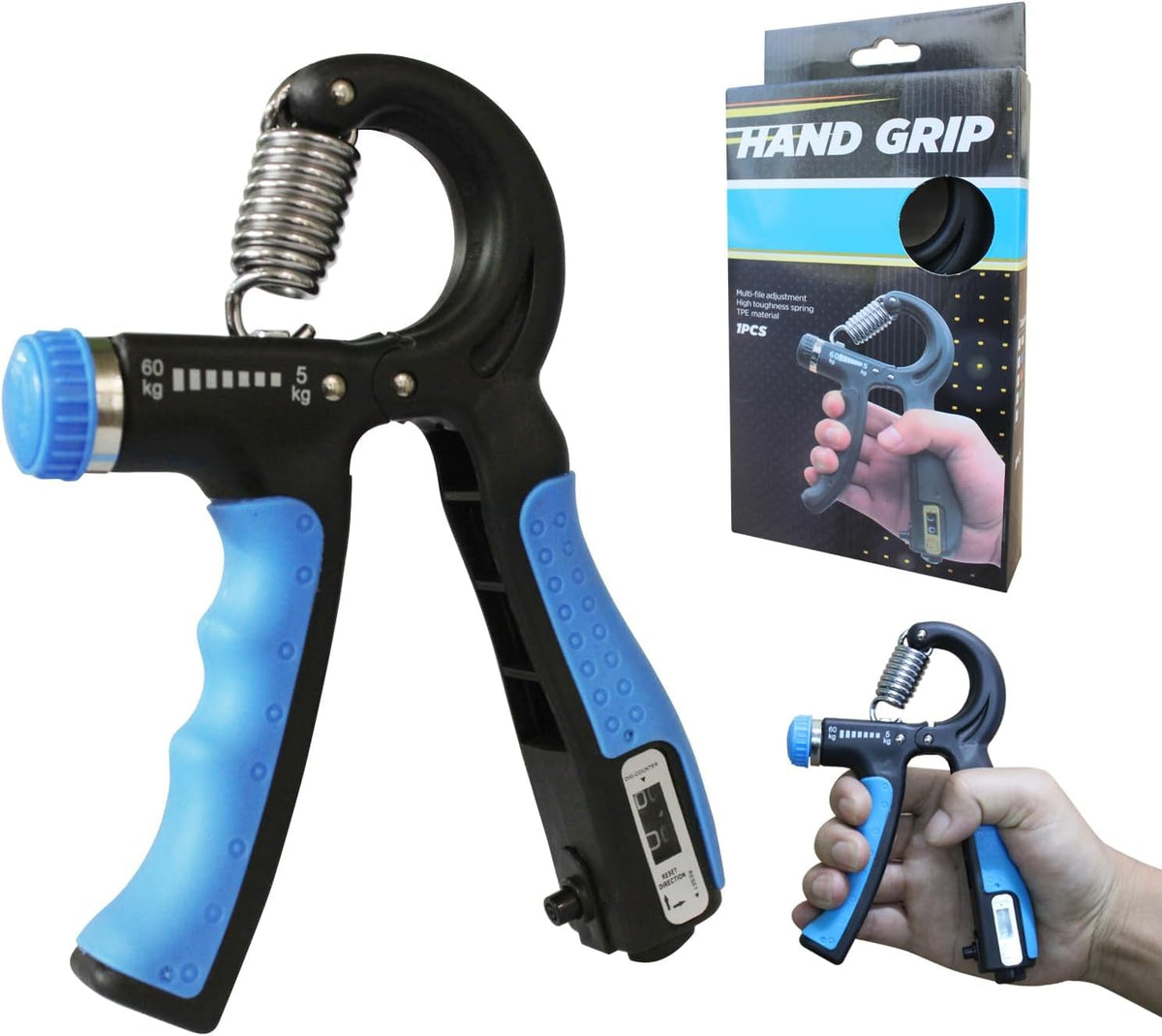 XYNO Hand Grip Strengthener 2Pack with Counter | Adjustable Resistance 560kg | Forearm, Wrist & Finger Workout Tool | Grip Str