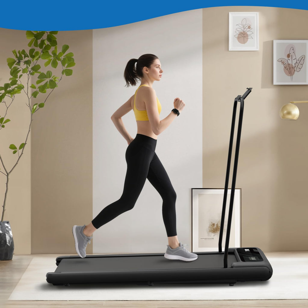 Rivano Treadmill With Handles, Electric Treadmills For Home Small, 270Lbs Capacity, Under Desk Treadmill With Remote Control Led