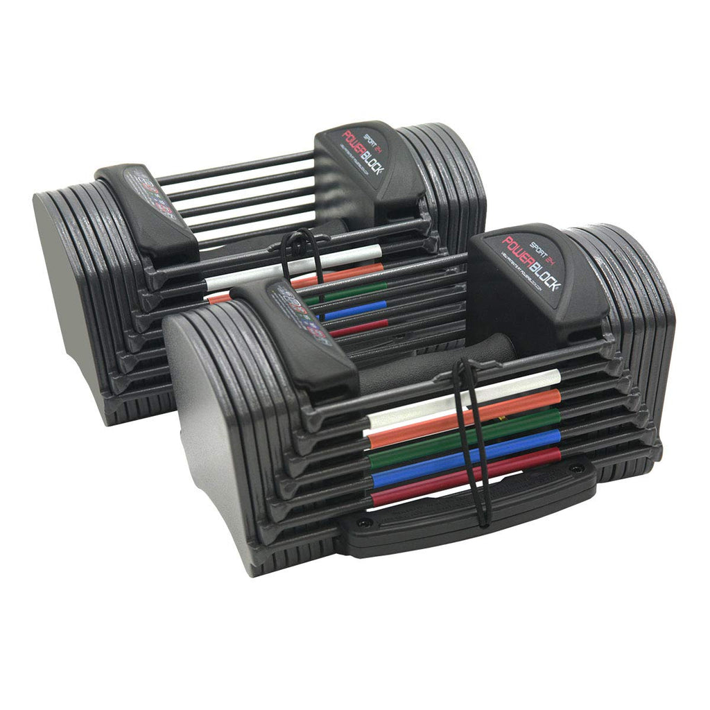 Powerblock Sport 24 Adjustable Dumbbells, Sold In Pairs, 3-24 Lb. Dumbbells, Durable Steel Build, Innovative At Home Workout Equ