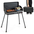 HAPPYGRILL Portable Camping Stove, 2-Burner Propane Grill Cooker with Removable Leg Stand, Roast Grill, Dual Control Knobs, Wind
