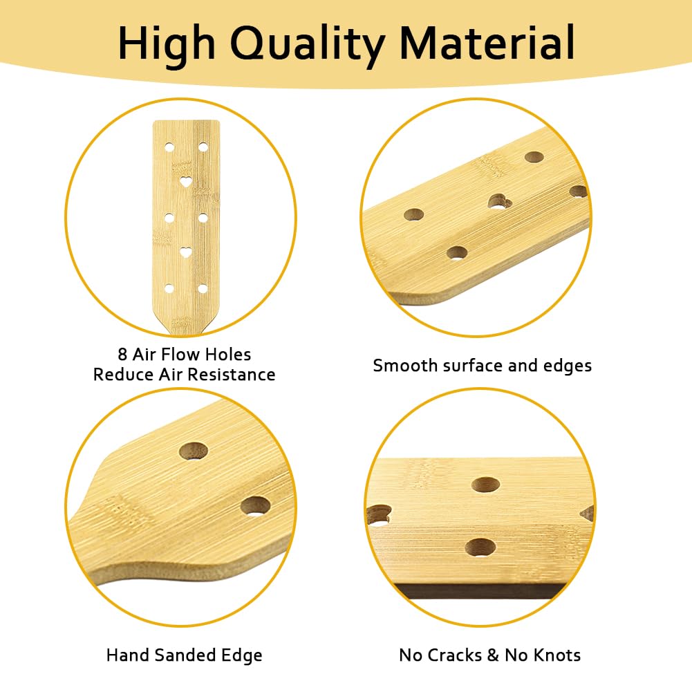 Bamboo Wood Paddle Lightweight Wooden Paddle With Airflow Holes, 13.3 Inch