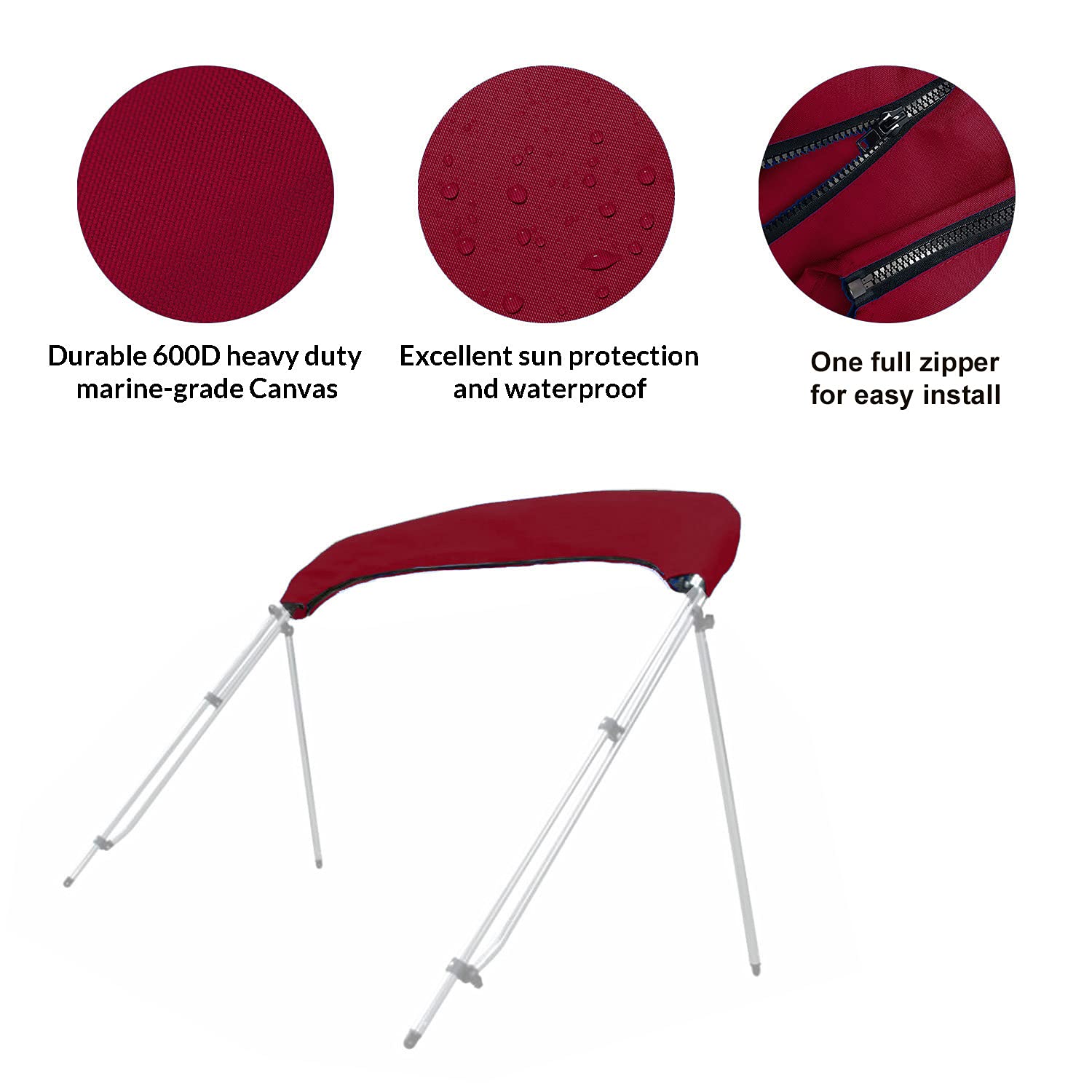 Savvycraft Bimini Top Storage Boot 67''-72'' Width Burgundy Color, Waterproof Uv Protection Bimini Top Replacement Boot, Fit Rou