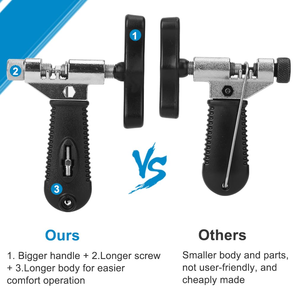 A Akraf Bike Link Plier + Chain Breaker Splitter Tool + Chain Checker + 3 Pairs Bicycle Missing Links, Bike Link Opener Closer P