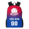 Personalized Detroit Basketball Sports Backpack Custom City Fan Gift Shoulder Bag Add Name and Number Casual Bag