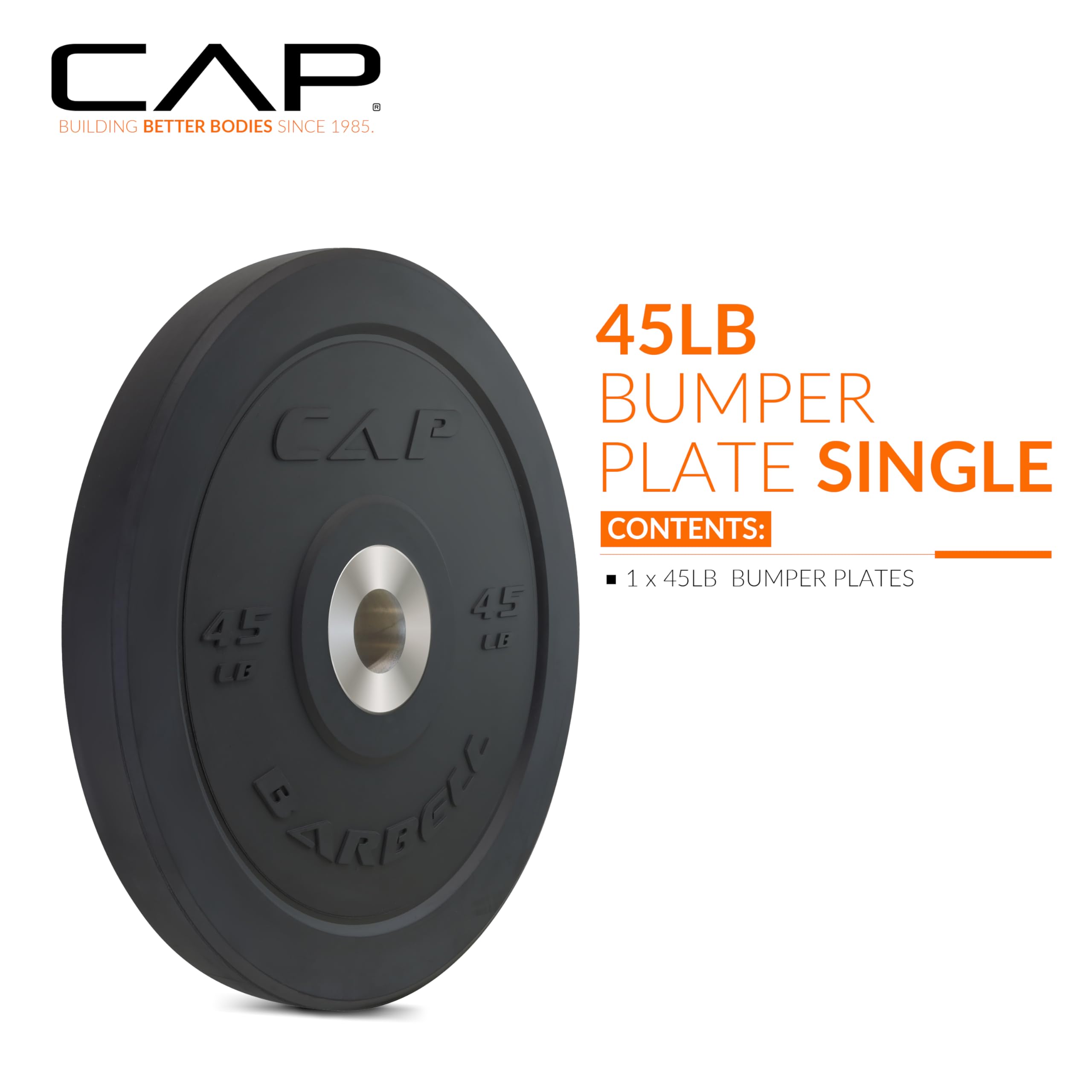 Cap Barbell Best Olympic Bumper Plate, Black, 45 Lb Single