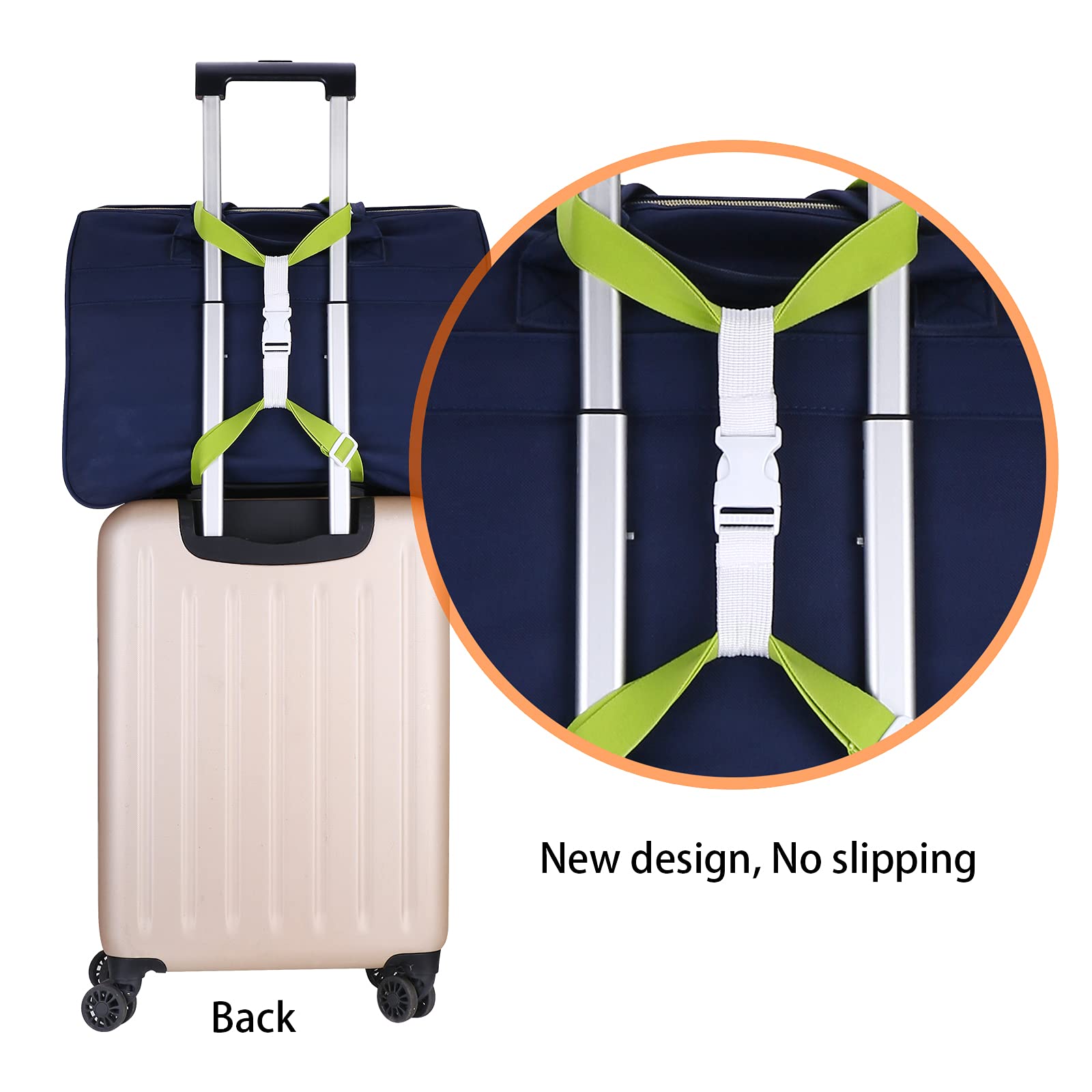 Guanjunx Luggage Straps Bag Bungees For Add A Bag Easy To Travel Suitcase Elastic Strap Belt Long Green (Gb-002)