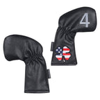 Craftsman Golf Left Handed Golfer 11Pcs /Set Usa Us Flag Clover Leather Black White Green Iron Covers Headcover Set (Black For L