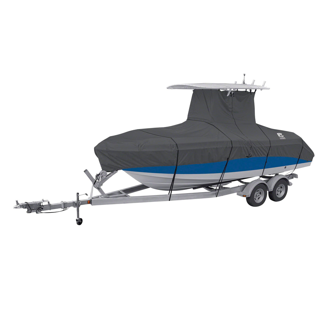 Classic Accessories Stormpro Dark Grey Heavy-Duty T-Top Boat Cover, Fits Boats 17 Foot - 19 Foot L X 102 Inch W, Marine Grade Fa