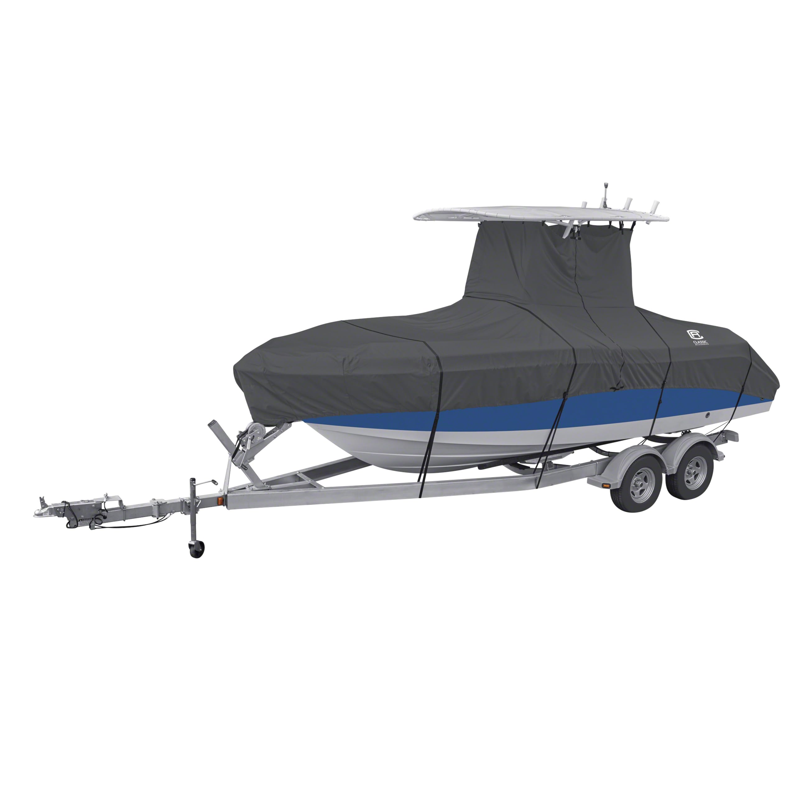 Classic Accessories Stormpro Dark Grey Heavy-Duty T-Top Boat Cover, Fits Boats 17 Foot - 19 Foot L X 102 Inch W, Marine Grade Fa