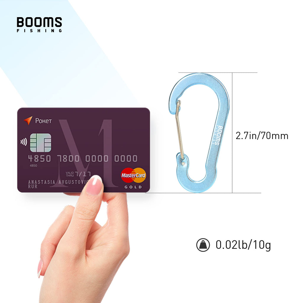 Booms Fishing Cc5 Multi-Use Carabiner Clips, 10 Pack 2.7 Small Caribeener Clips, Mini Keychain Caribeaner Clip, Aluminum D Ring