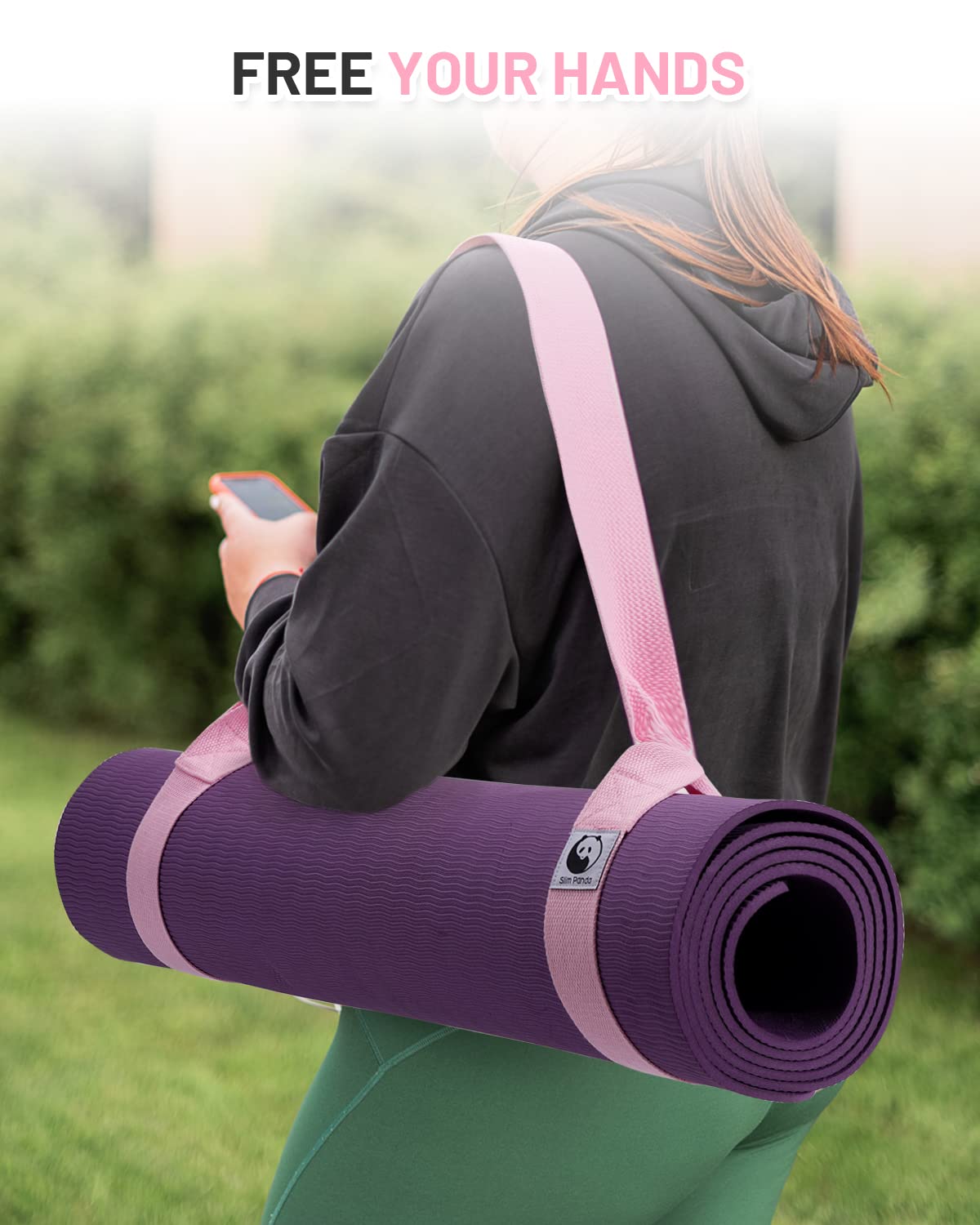 Slim Panda Yoga Mat Straps For Carrying,Adjustable Yoga Mat Carrier, Yoga Mat Sling(Yoga Mat Not Included)(Light Pink