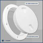 Five Oceans 4'' Boat Hatch, Marine Access Hatch, Round Inspection Deck Plate Hatch With Detachable Cover, Non-Skid, Uv Resistant