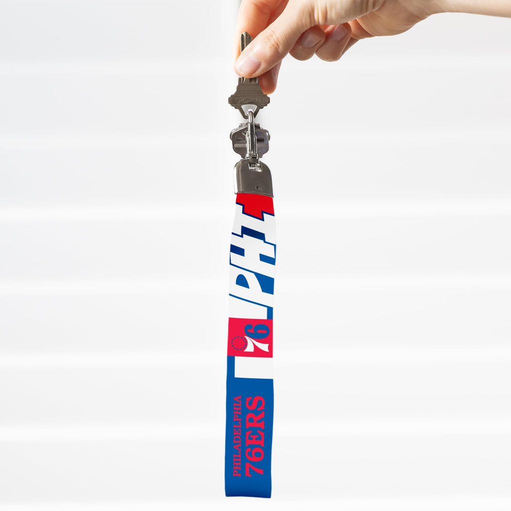 Rico Industries Nba Basketball Philadelphia 76Ers Wrist Lanyard Key Chain, Cute Wristlet Strap Keychain Holder For Women Men Car