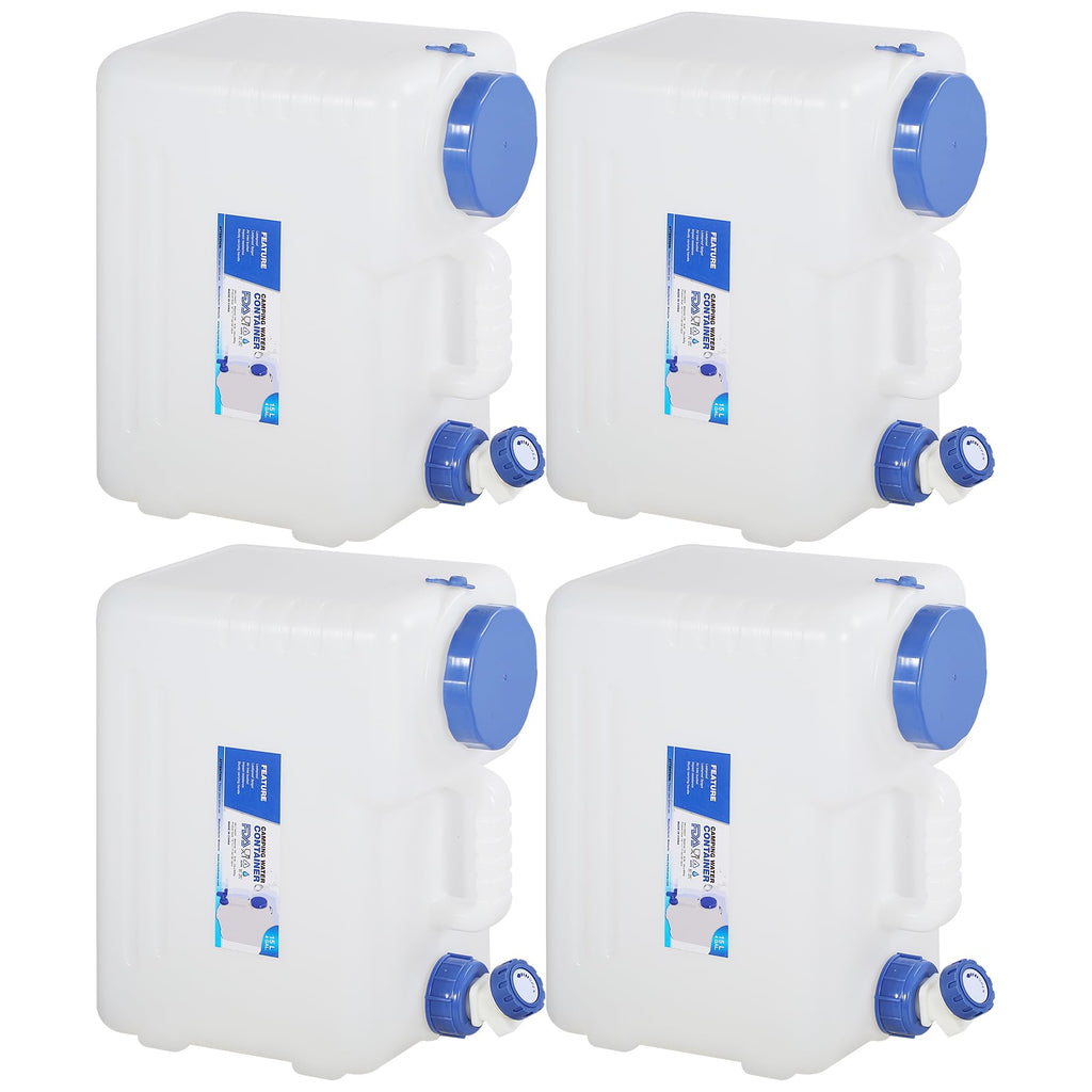 Redswing 4 Pack 4 Gallon/15L Portable Water Container With Spigot, Water Storage Carrier For Camping Outdoor Hiking, Bpa Free