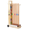 Sonwyoung 6 Player Croquet Set for Adults with Wooden Stand, Wooden Rubber Mallets, Upgraded Resin Colored Balls and Steel Wicke
