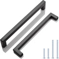 Knobwell 12 Pack Black Stainless Steel Kitchen Cabinet Door Handles, Euro Style Kitchen Drawer Pulls - Hole Centers 7-916, Overa