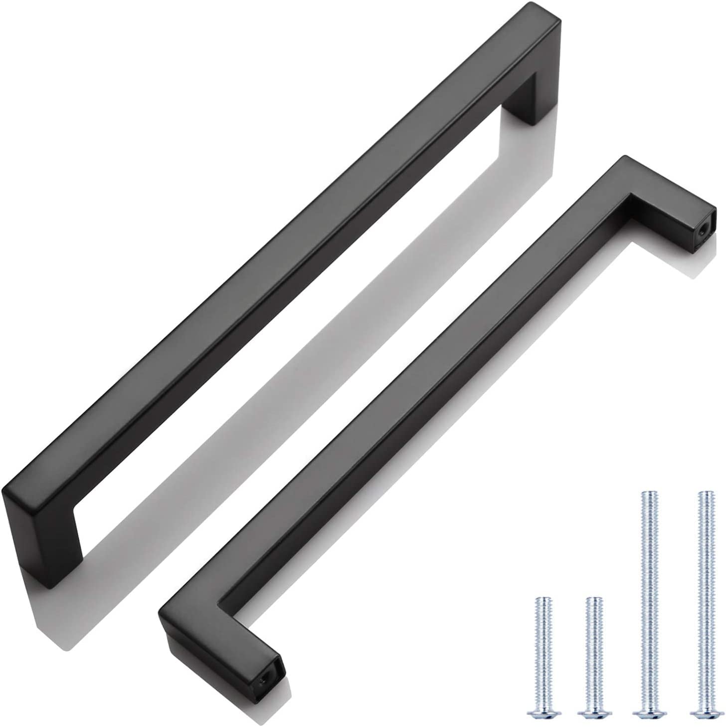 Knobwell 12 Pack Black Stainless Steel Kitchen Cabinet Door Handles, Euro Style Kitchen Drawer Pulls - Hole Centers 7-916, Overa