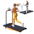 Folding Foldable Walking Pad Treadmill with Handle Bar and Incline, 3.0HP Portable Electric Treadmills with Handles for Home Sma
