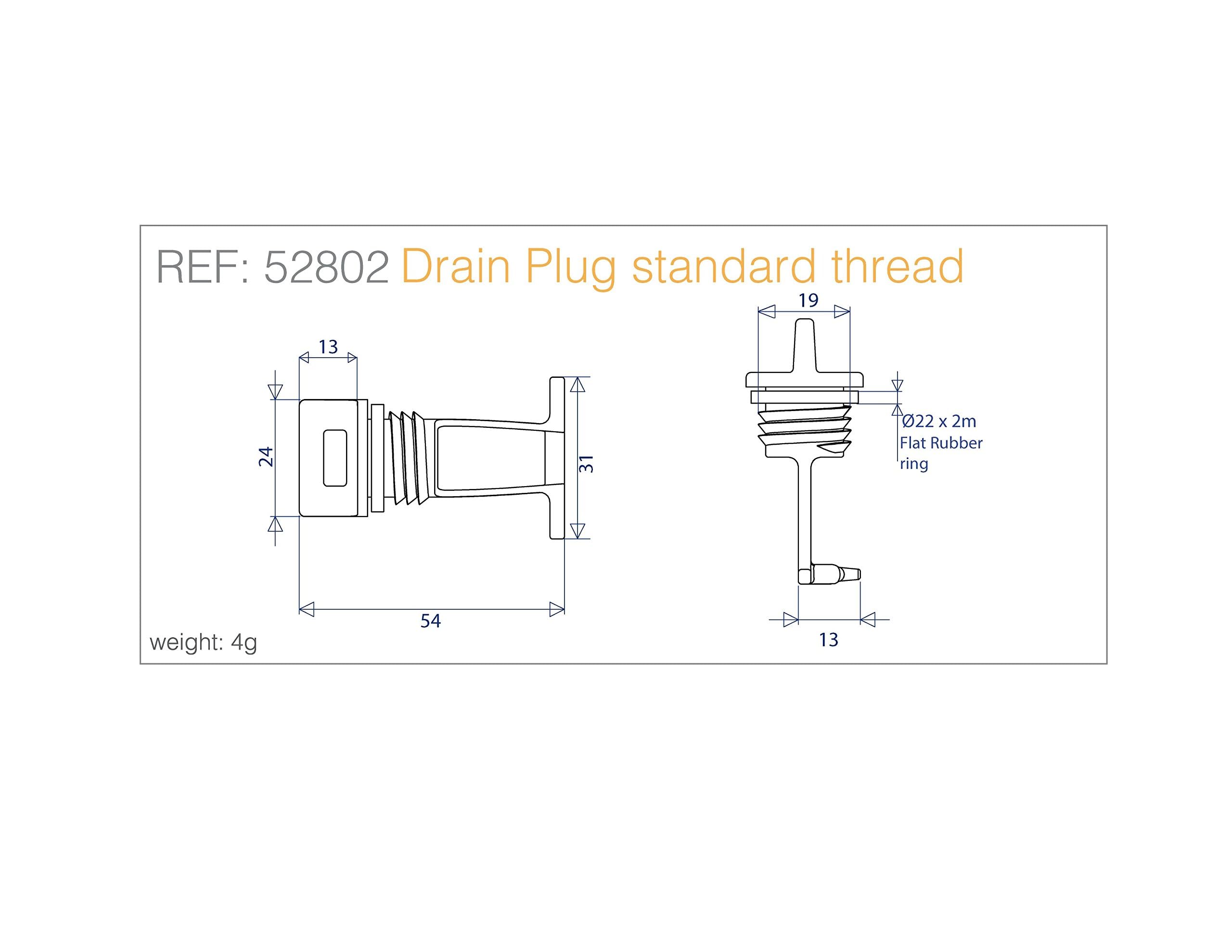 H2O Kayaks - Kayak Gear Universal Kayak Direct Drain Plug