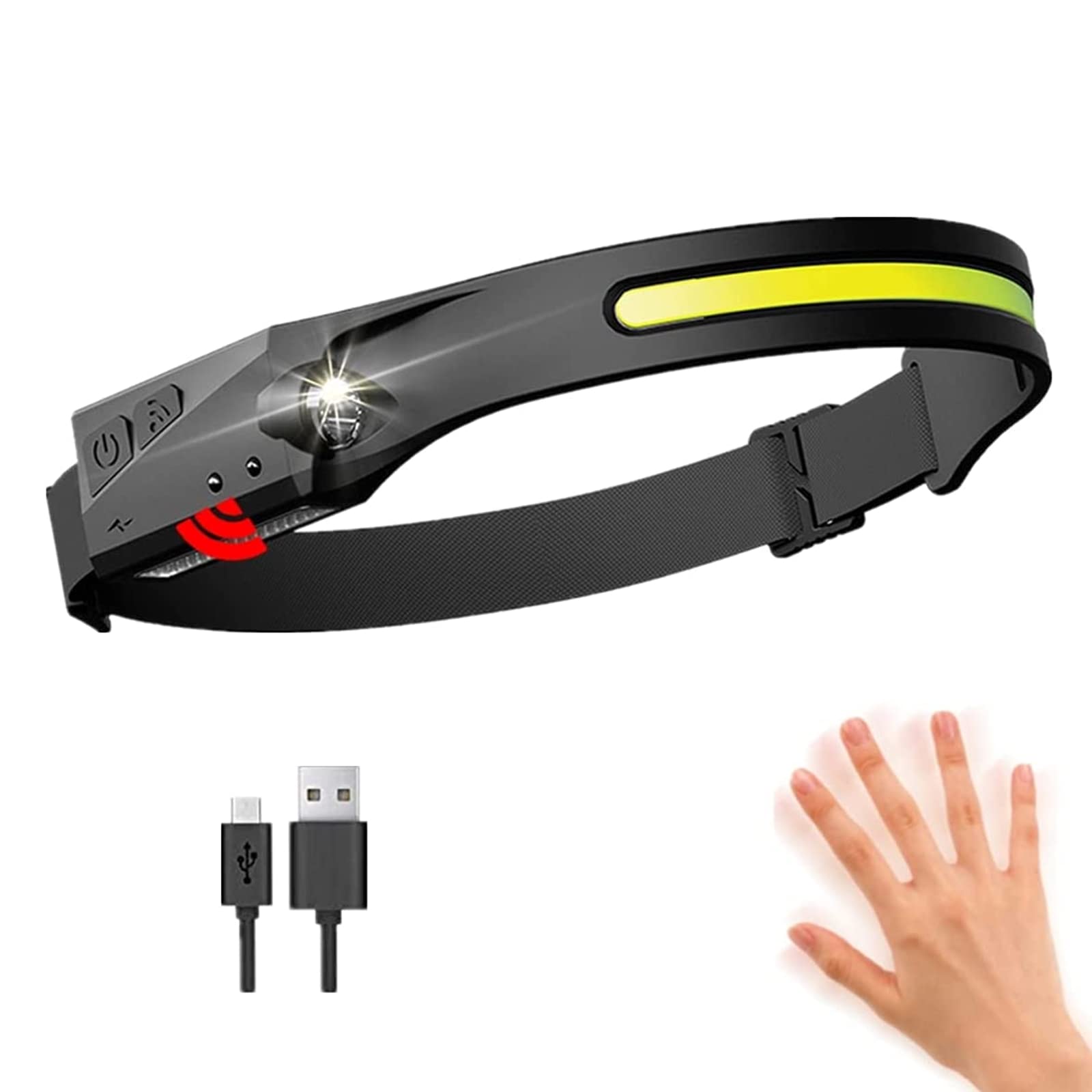 WINDFIRE Headlamp Rechargeab, 230 Wide Beam LED Head Lamp with Motion Sensor, Bright Light Bar Headlight Camping Accessories Gea