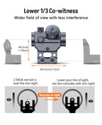 MidTen 2MOA Red Dot Sight, 1x25mm Reflex Sight Waterproof & Shockproof & Fog-Proof Red Dot Scope with 1 inch Riser Mount, Grey