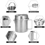 Lixada Camping Pot Stainless Steel Lightweight Kettle Bottle Cup Or Pot With Foldable Handle And Dual Use Cover For Camping Hiki