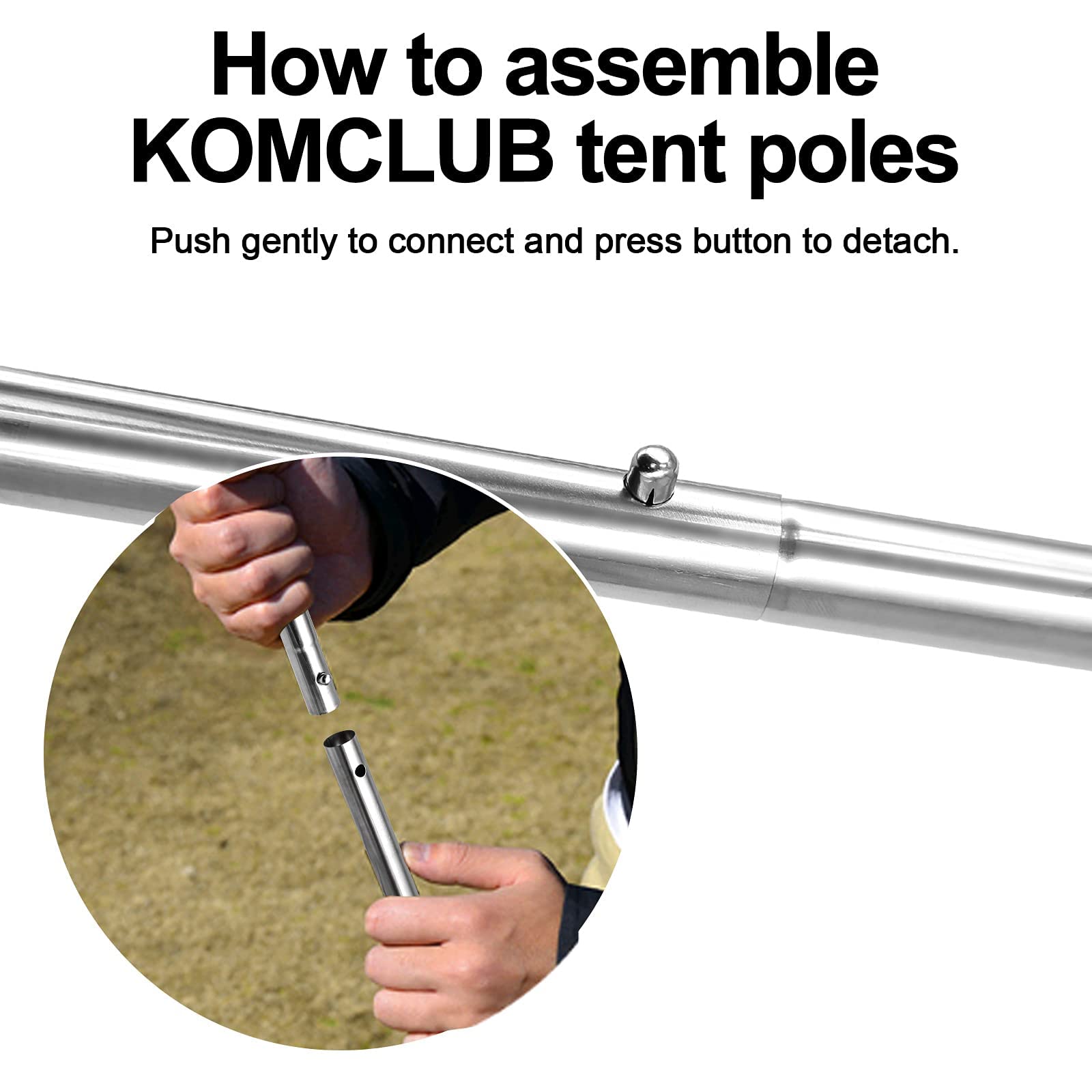 Komclub Telescoping Tent Poles Adjustable Tarp Poles Camping Stainless Steel Lightweight Tent Poles For Trap Sun Sails Canopy Aw
