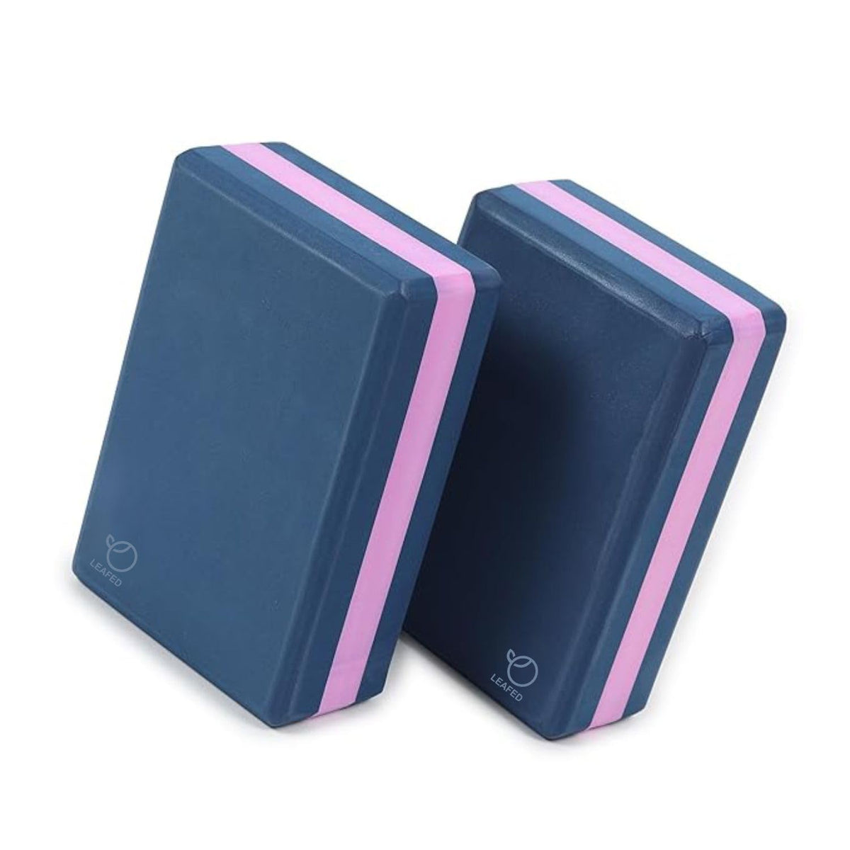 Leafed Yoga Blocks Set Of 2 (Purple) | High Density Eva Foam Yoga Bricks | Extra Large NonSlip Support Blocks For Balance, Flex