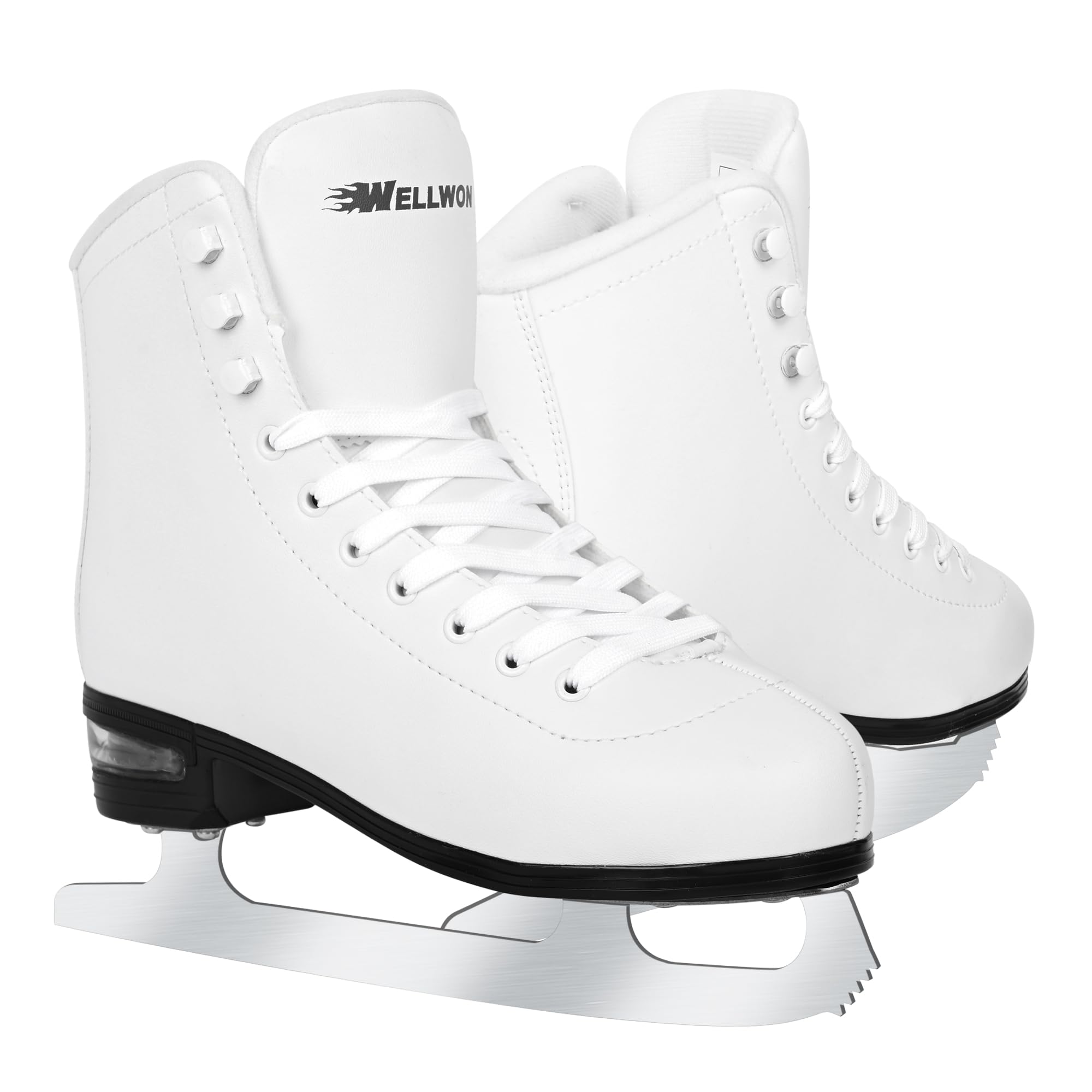 WELLWON Figure Skate for Women and Mens, Classic Design High-Top PU Leather Ice Skates for Outdoor and Indoor, Figureskates for 