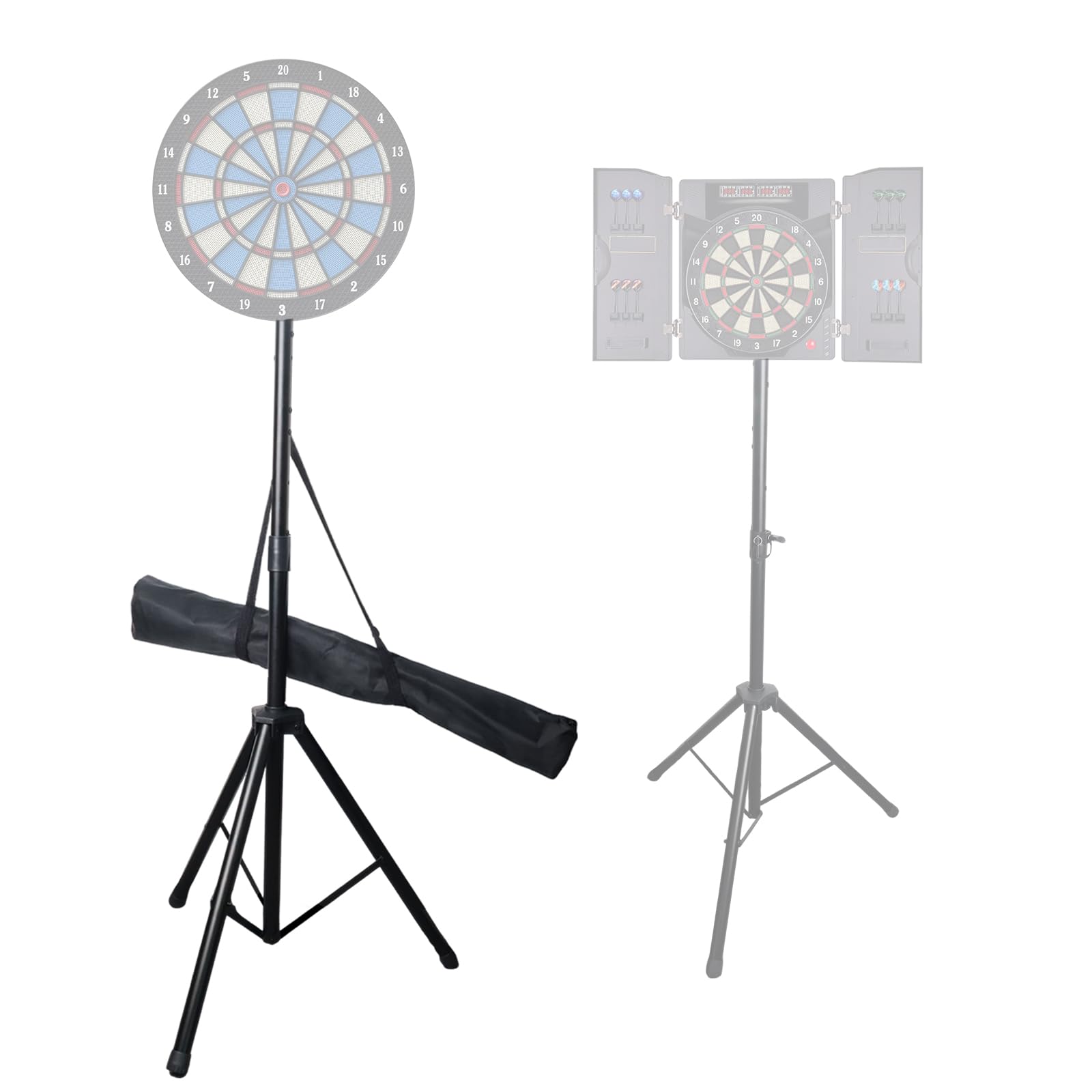 Dart Board Tripod Stand - No Wall Mount, Heavy Duty 4KG Portable Dartboard Stand for Electronic & Bristle Dartboards, Adjustable