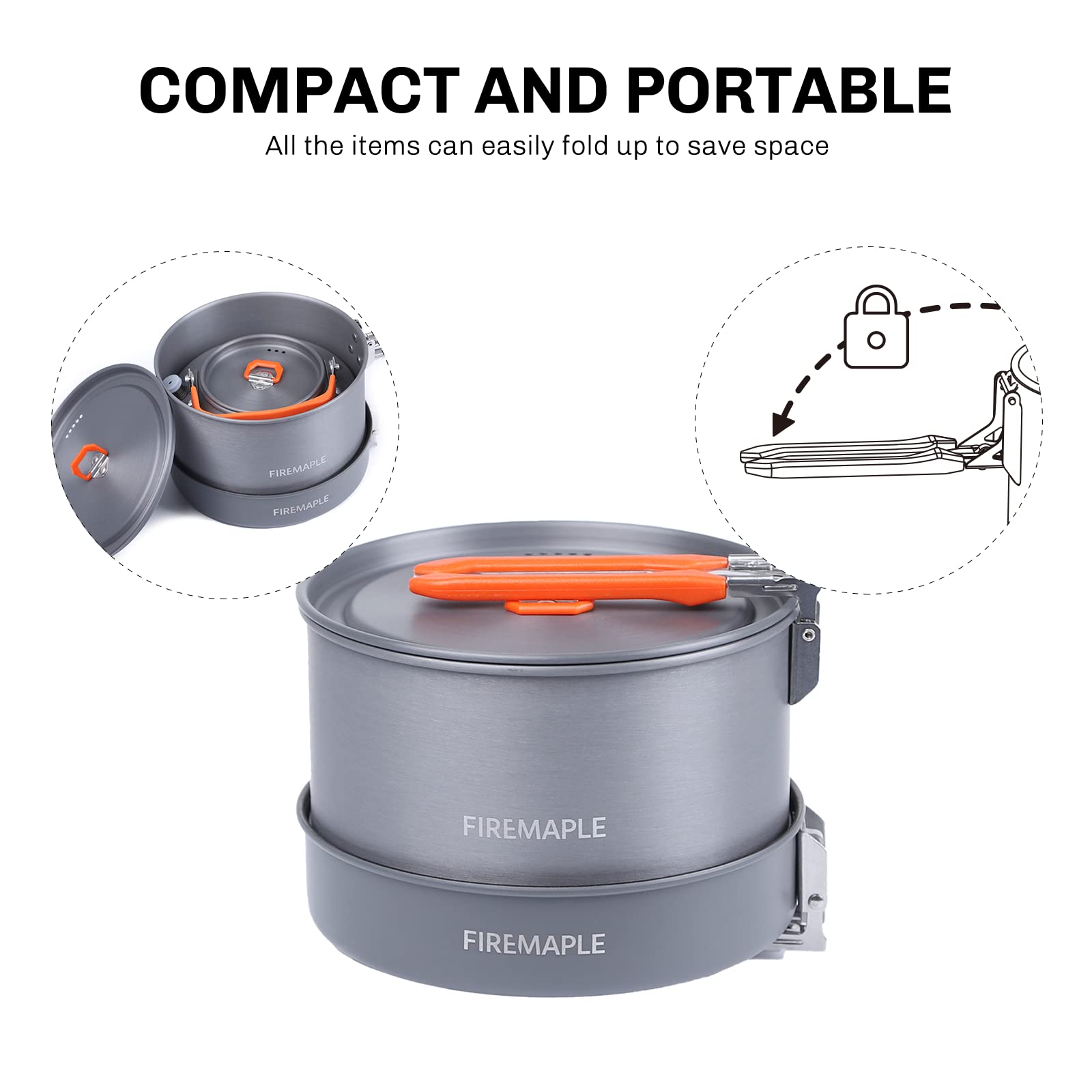 Fire-Maple Feast Heat Exchanger Set | Compact Camping Cooking Set | Nested Design | Contain With A Pot, Kettle And Non-Stick Fry