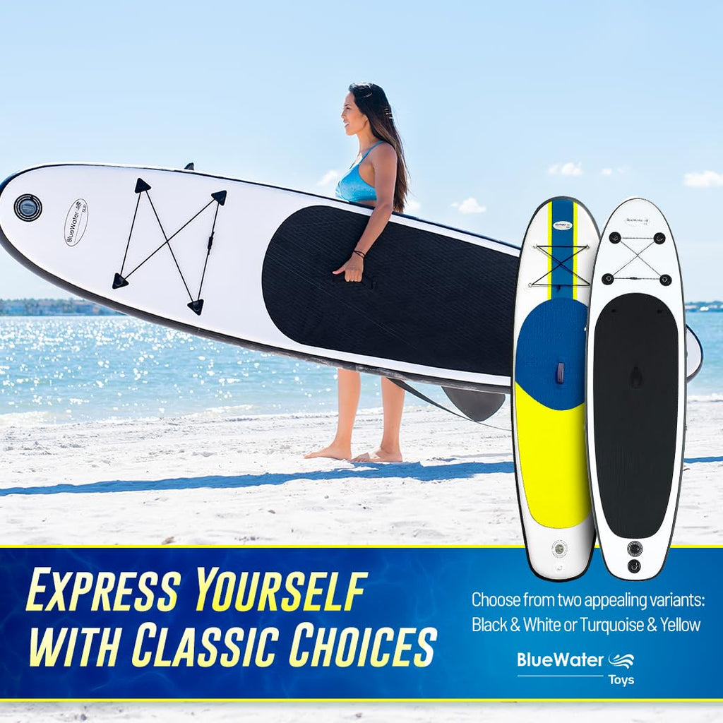 Blue Water Toys Portable Inflatable Stand Up Paddle Board Kit With Pump, Backpack, Coil Leash, And Repair Kit, Sup 350 Pound Lim