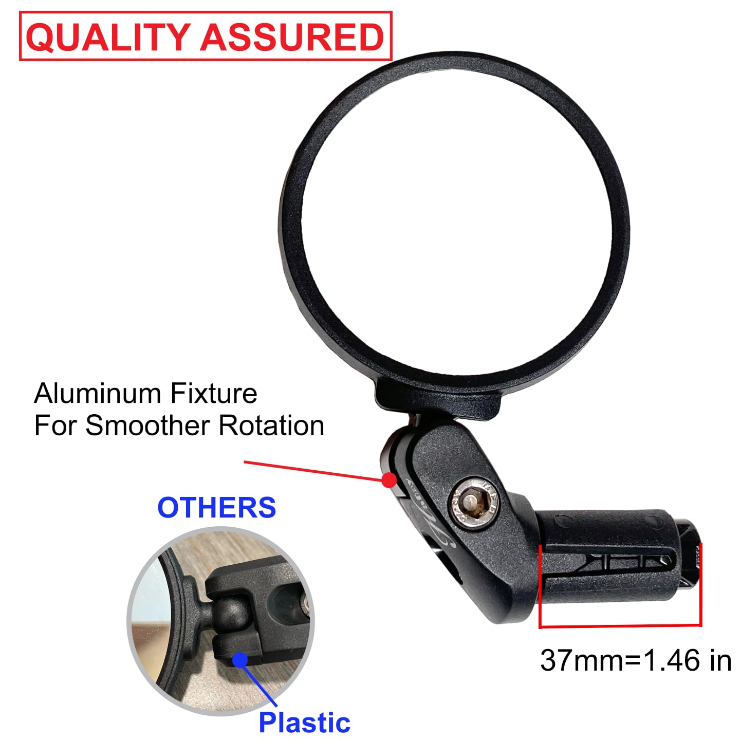 Hafny Bar End Bike / Bicycle Mirror, Stainless Steel Lens , Safe Adjustable Rearview Cycle / E-Bike Mirror, Hf-Mr083 (Black 62Mm