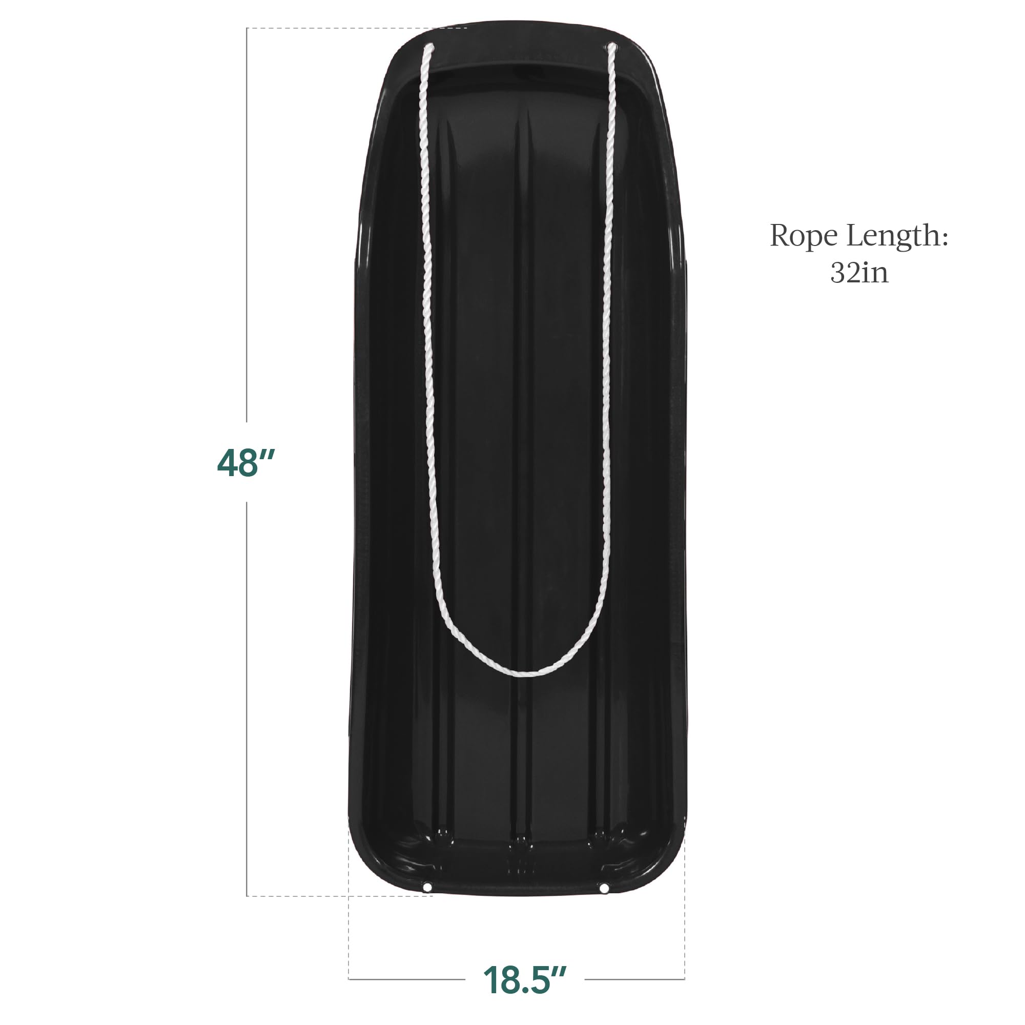 Best Choice Products 48In Kids Plastic Toboggan Snow Sled W/Pull Rope - Black