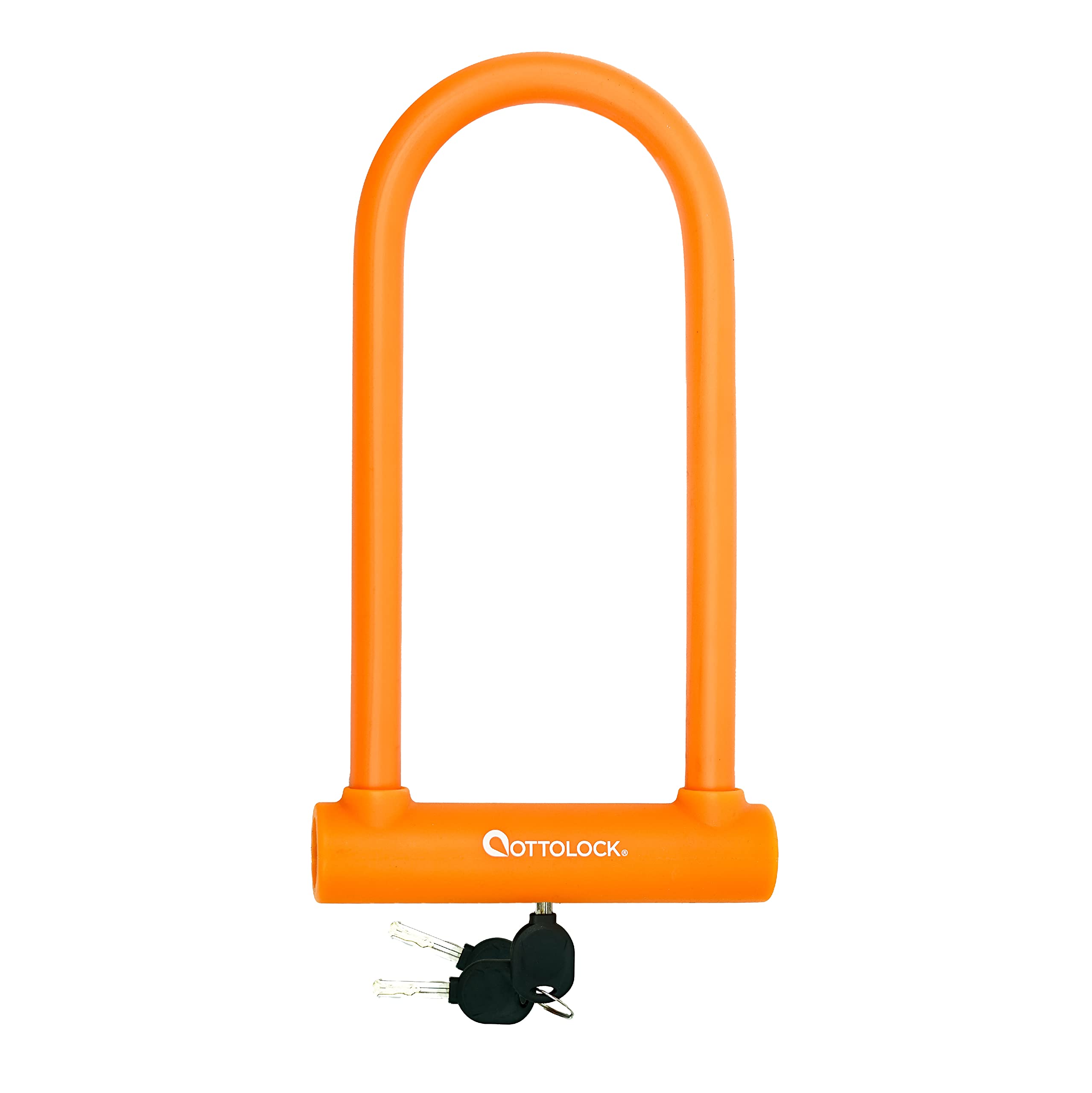 Ottolock Sidekick Xl Full-Size U-Lock | Lightweight Silicone-Coated Bike Lock, Orange