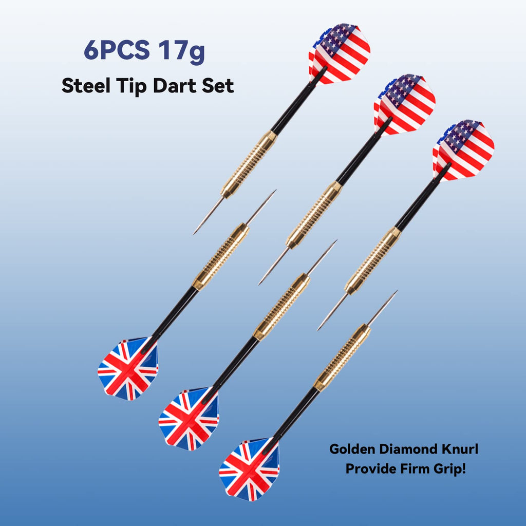 Gse 18'' Dart Board Set, Professional Self-Healing Bristle Dart Board Games Set With Six 17 Grams Steel Tip Darts, Regulation Si