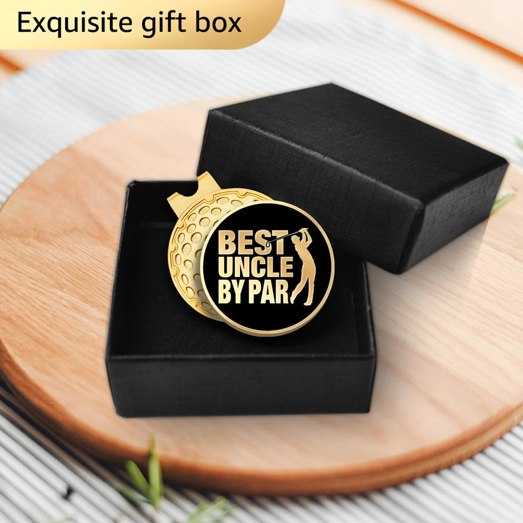 Geygie Best Uncle By Par Black Gold Golf Ball Marker With Magnetic Hat Clip, Funny Golf Gifts And Accessories For Men Uncle, Bir