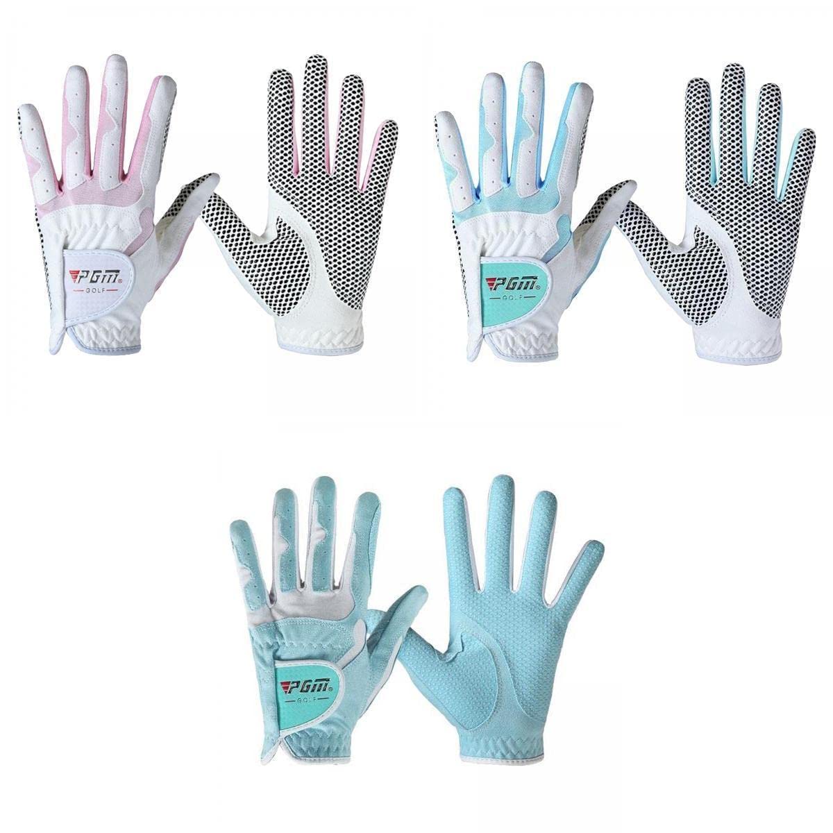 HEAVENGLOW 3 Pair Womens Golf Glove Synthetic Fiber Full Finger Golfer Gloves Non Slip|Golf Gloves