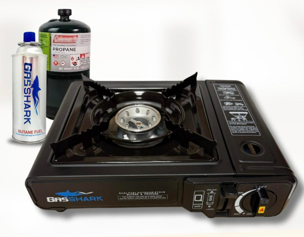Dual Fuel Propane Or Butane Portable Stove | 12,000 Btus | Camping Stove | Outdoor Cooking And Emergency Kit | Propane Hose And
