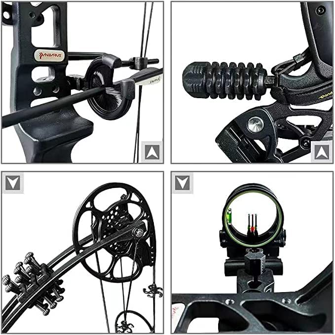 Pandarus Compound Bow Set 15-45Lbs For Pull Beginner And Teens Right Handed Adjustable 18-29 Draw Length, 320 Fps Speed, Hunting