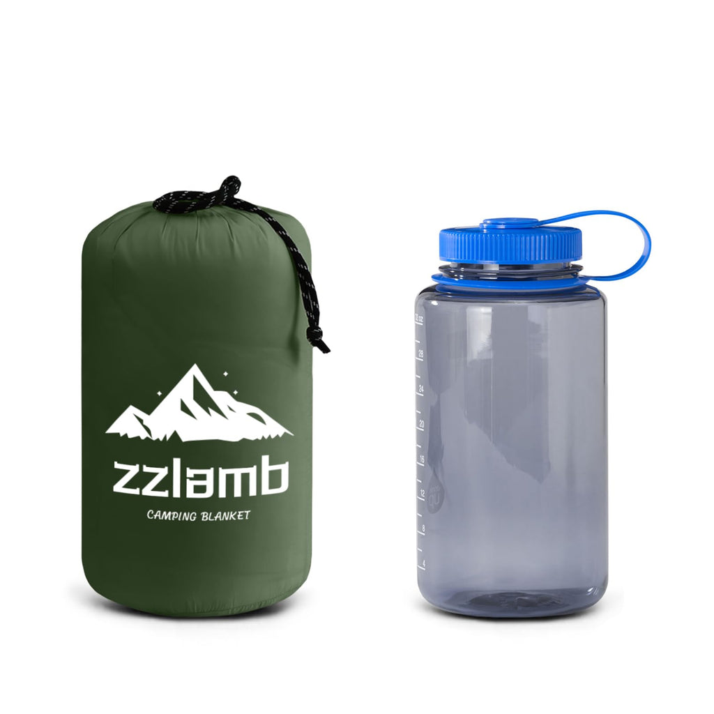 Zzlamb Puffy Camping Blanket For Adults, Compact Soft Warm Blanket Water-Repellent, Packable Lightweight Quilt Down Alternative